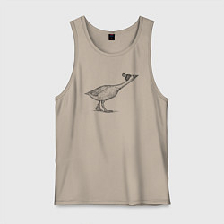 Майка мужская хлопок Гусь в шапке атакует, цвет: миндальный