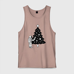 Майка мужская хлопок Космическая ёлочка, цвет: пыльно-розовый