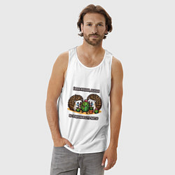 Майка мужская хлопок Ёжики кололись плакали но продолжали есть кактус, цвет: белый — фото 2