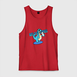 Майка мужская хлопок Релаксаурус за работой Palworld, цвет: красный