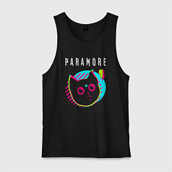 Майка мужская хлопок Paramore rock star cat, цвет: черный