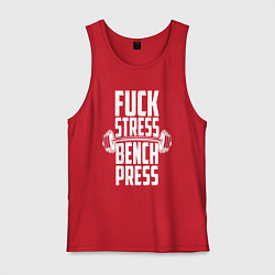 Майка мужская хлопок К черту стресс качаю пресс, цвет: красный