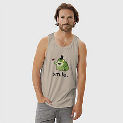 Майка мужская хлопок Лягушка - smile, цвет: миндальный — фото 2