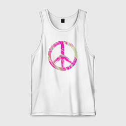 Майка мужская хлопок Pink peace, цвет: белый