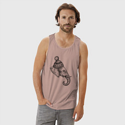 Майка мужская хлопок Слон в шапке, цвет: пыльно-розовый — фото 2