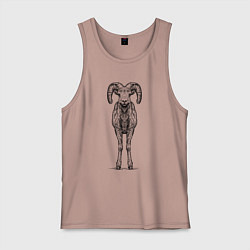 Майка мужская хлопок Баран анфас, цвет: пыльно-розовый