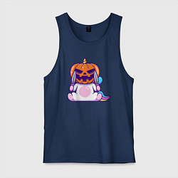 Майка мужская хлопок Хэллоуин единорог, цвет: тёмно-синий