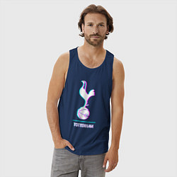 Майка мужская хлопок Tottenham FC в стиле glitch, цвет: тёмно-синий — фото 2