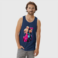 Майка мужская хлопок Ken and Barbie - ai art, цвет: тёмно-синий — фото 2
