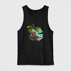 Мужская майка Ленивец под пальмой
