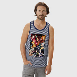 Майка мужская хлопок Тандзиро Камадо Дзэнъицу Агацума, цвет: синяя тельняшка — фото 2