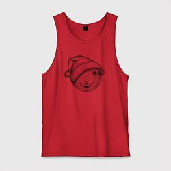 Майка мужская хлопок Новогодняя овечка, цвет: красный