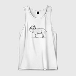 Майка мужская хлопок Новогодний минипиг, цвет: белый