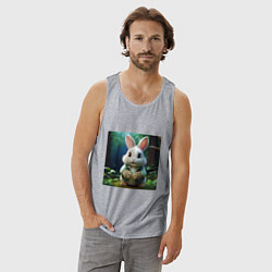 Майка мужская хлопок Зайчик в одежде, цвет: меланж — фото 2