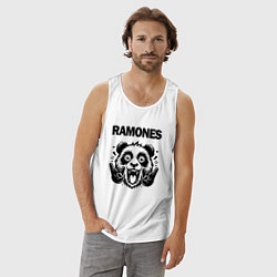 Майка мужская хлопок Ramones - rock panda, цвет: белый — фото 2