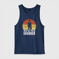 Майка мужская хлопок Trust me im an engineer inscription, цвет: тёмно-синий