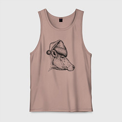 Майка мужская хлопок Новогодняя корова, цвет: пыльно-розовый