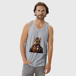 Майка мужская хлопок Дракон симпатик, цвет: меланж — фото 2