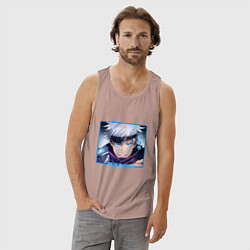 Майка мужская хлопок Сатору Годзё портрет Jujutsu Kaisen, цвет: пыльно-розовый — фото 2