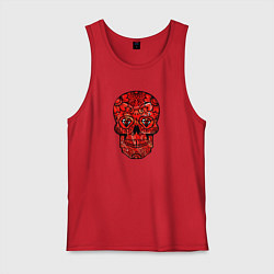 Мужская майка Red decorative skull