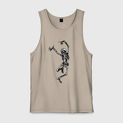 Майка мужская хлопок Танцующий скелет веселится, цвет: миндальный
