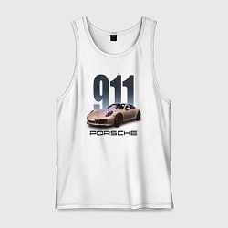 Майка мужская хлопок Порше 911 спортивный автомобиль, цвет: белый