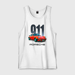Майка мужская хлопок Porsche 911 спортивный немецкий автомобиль, цвет: белый