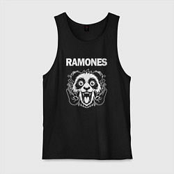 Майка мужская хлопок Ramones rock panda, цвет: черный
