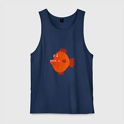 Майка мужская хлопок Зубастая рыба, цвет: тёмно-синий