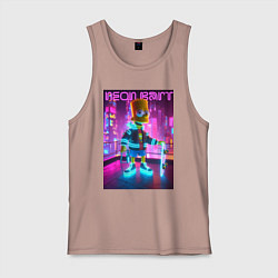 Майка мужская хлопок Neon Bart - with skateboard ai art fantasy, цвет: пыльно-розовый