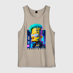 Майка мужская хлопок Кибер Барт - нейросеть фантазия, цвет: миндальный