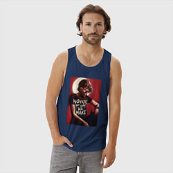 Майка мужская хлопок Сара коннор - нет судьбы, цвет: тёмно-синий — фото 2