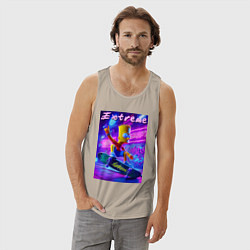 Майка мужская хлопок Bart Simpson on a skateboard - extreme ai art, цвет: миндальный — фото 2