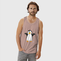 Майка мужская хлопок Веселый пингвин красивый, цвет: пыльно-розовый — фото 2