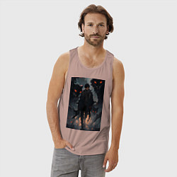 Майка мужская хлопок Мэгуми Фусигуро арт Магическая битва, цвет: пыльно-розовый — фото 2