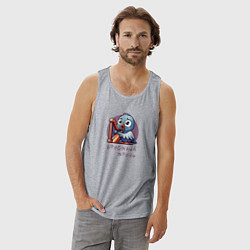 Майка мужская хлопок Голубь играет на арфе и поет, цвет: меланж — фото 2