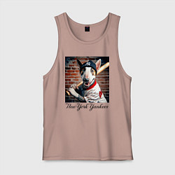 Майка мужская хлопок Bull terrier - New York yankees baseball team, цвет: пыльно-розовый