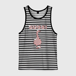 Майка мужская хлопок Гусси - розовый металик, цвет: черная тельняшка