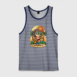 Мужская майка Ежик гитарист и летний вайб