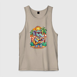 Мужская майка Слон играет на гитаре жаркое лето