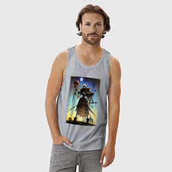 Майка мужская хлопок Ведьма пугало - хэллоуин нейросеть, цвет: меланж — фото 2