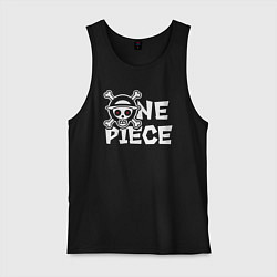 Майка мужская хлопок One piece - логотип, цвет: черный