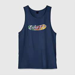 Майка мужская хлопок Ананас внутри букв, цвет: тёмно-синий