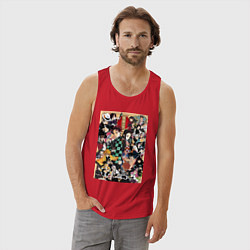 Майка мужская хлопок Клинок, рассекающий демонов Тандзиро Камадо Мудзан, цвет: красный — фото 2