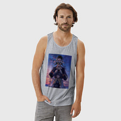 Майка мужская хлопок Моя геройская академия Всемогущий Идзуку Мидория, цвет: меланж — фото 2