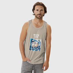 Майка мужская хлопок White Lies - Big TV new merch, цвет: миндальный — фото 2
