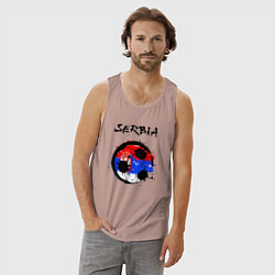 Майка мужская хлопок Сборная - Сербия, цвет: пыльно-розовый — фото 2