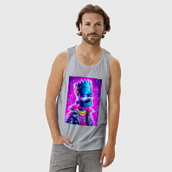 Майка мужская хлопок Кибер Барт цвета ультрамарин - нейросеть, цвет: меланж — фото 2