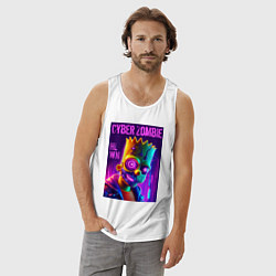 Майка мужская хлопок Bart Simpson cyber zombie - halloween ai art, цвет: белый — фото 2