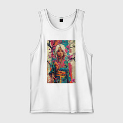 Мужская майка Белокурая индейская девушка в японском кимоно - жи